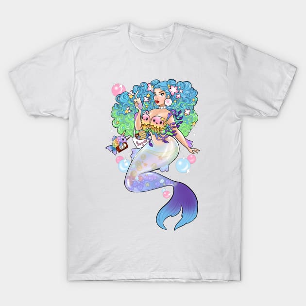 Bubble Tea Mermaid T-Shirt by Becca Whitaker